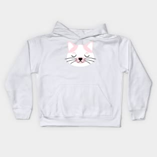 Cute Pink and white Cat face Kids Hoodie